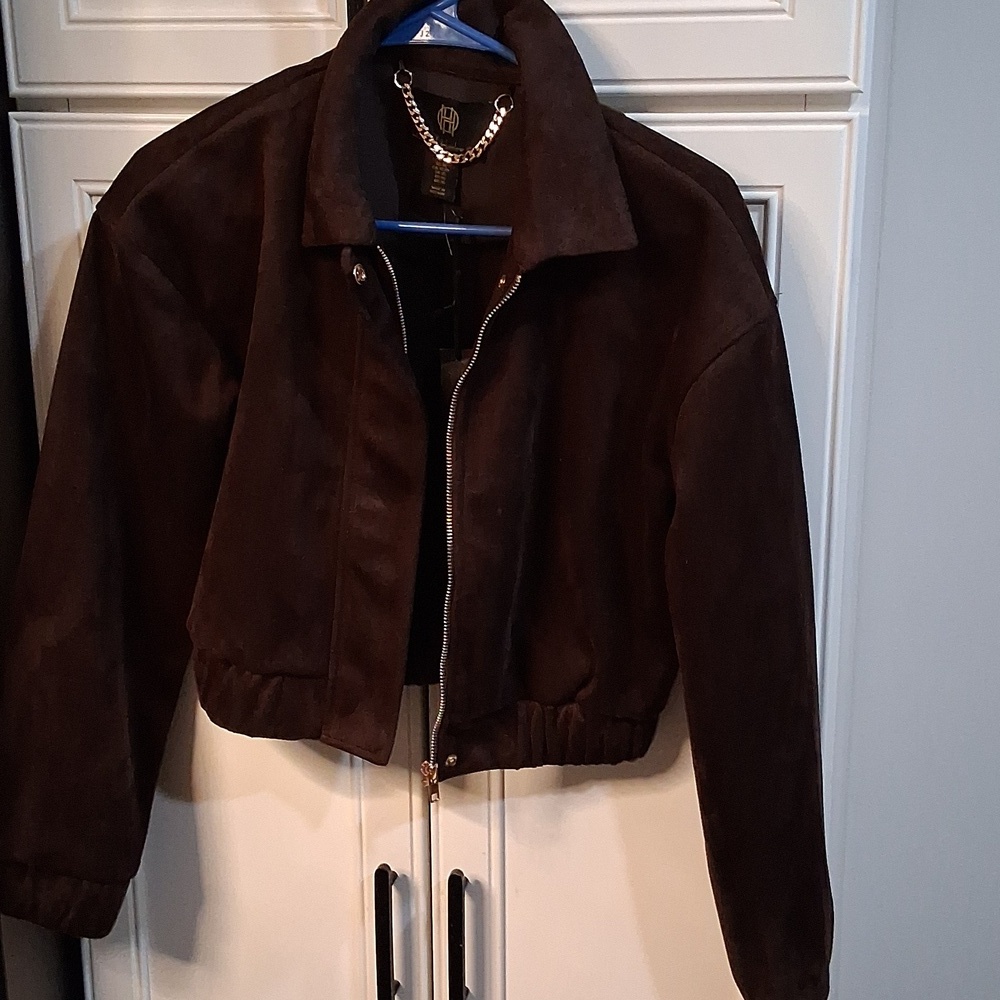 NWT House Of Harlow Brown Suede Cropped Jacket Size XS NWT - Picture 3 of 7